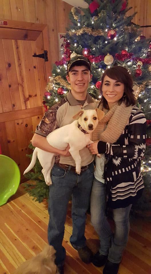 Jake, Kassie, and Jersey at Christmas. (Courtesy of Kassie Guglielmino)